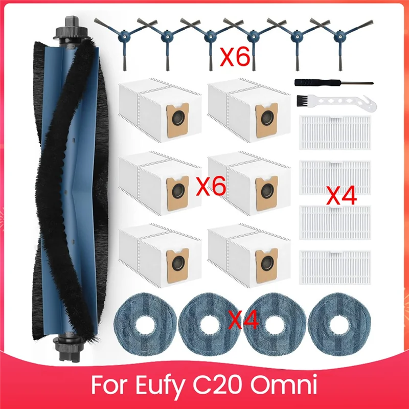 

SEWS-для Eufy C20 Omni робот-пылесос, комплект запасных частей, основная боковая щетка, фильтр Hepa, швабра, тканевые мешки для пыли