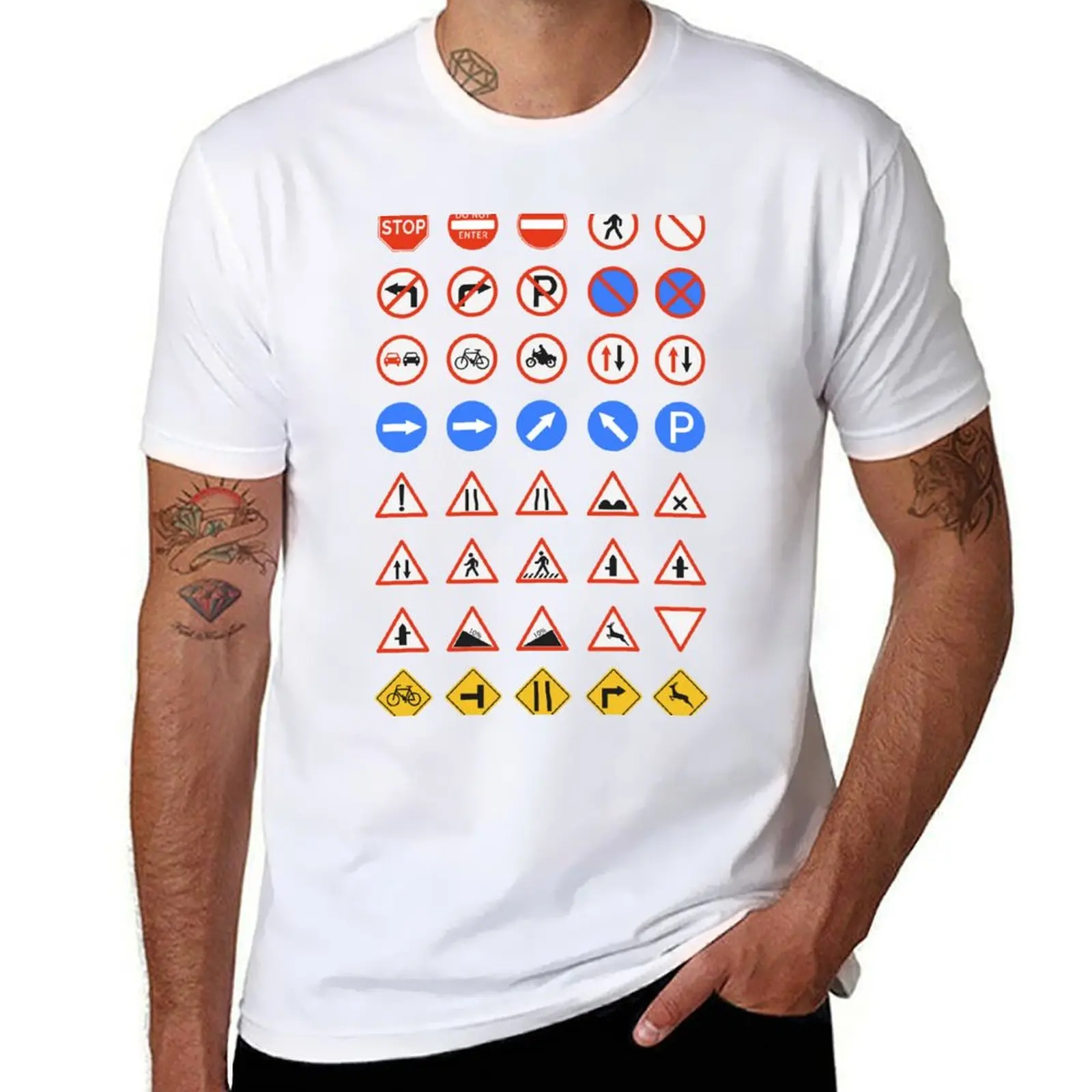 

Traffic sign mashup T-Shirt t shirt man luxury cotton t shirts man 100% T-Shirt