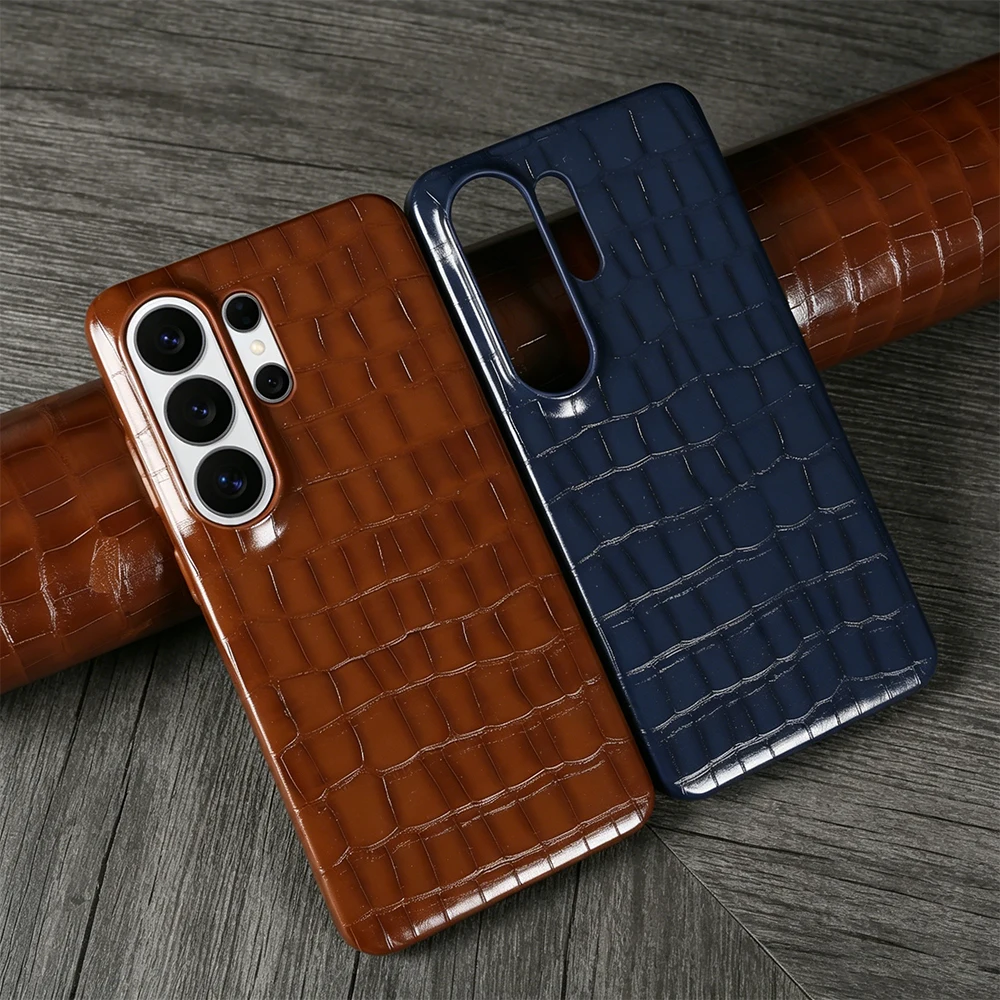 Krokodilmuster-Lederhülle für Samsung Galaxy S26 Ultra S24 S25 Plus S22 S21 S20 S23 FE Note 20 Ultra Handyhüllen Rückseite