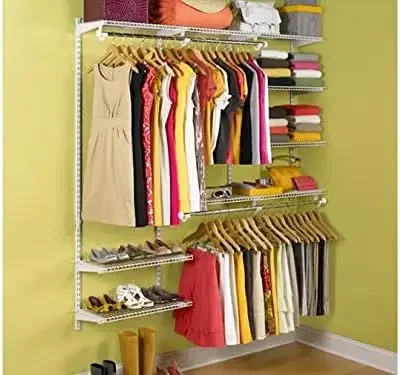 for Deluxe Custom Closet Kit, 3-6 Ft. Adjustable Metal Wire Shelving, White Finish, Expandable Organization System