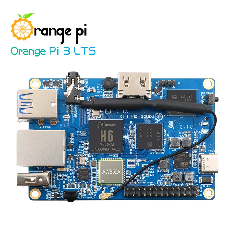 Orange Pi 3 LTS Single Board Computer 2GB RAM AllWinner H6 8GB EMMC Development Board Computer Run Android9.0 Ubuntu Debian OS