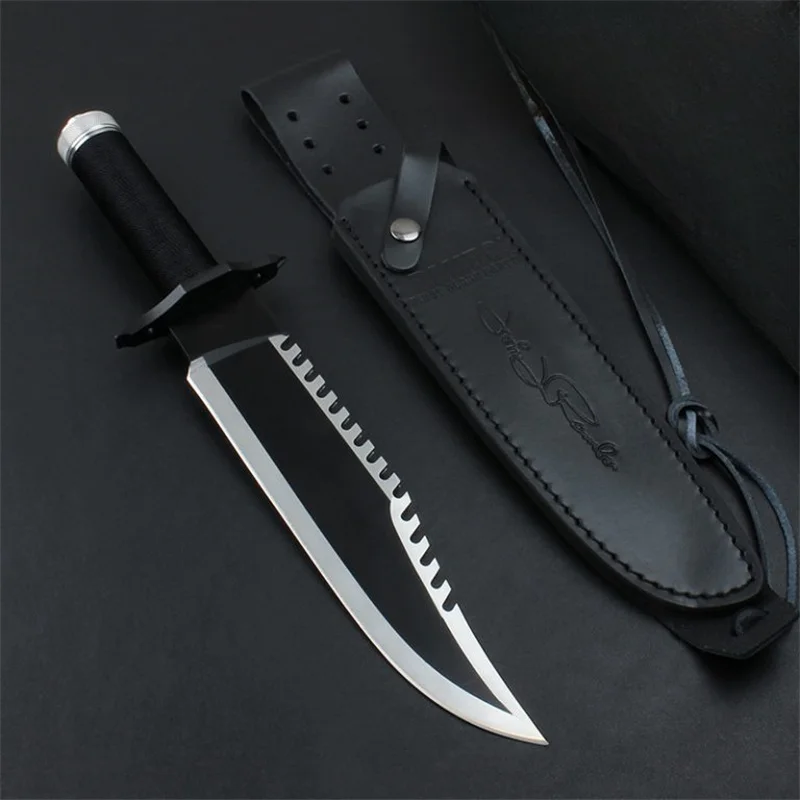 New Rambo2 Simplified version With Survival bag Knife 440 Steel Blade Rope Seamless Steel Pipe Tactics Hunting  Knife VTH57T