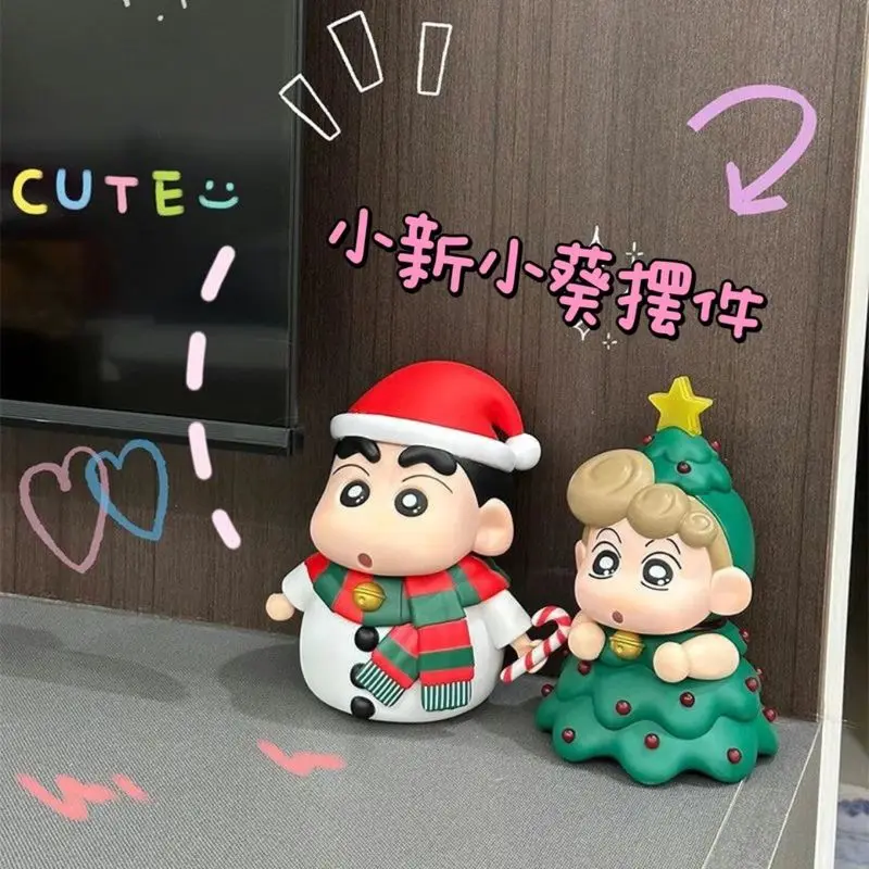 20/42cm Christmas Crayon Shin-Chan Nohara Himawari Cartoon Character Trend Cute Handmade Light Up Clap Light Dolls New Year Gift