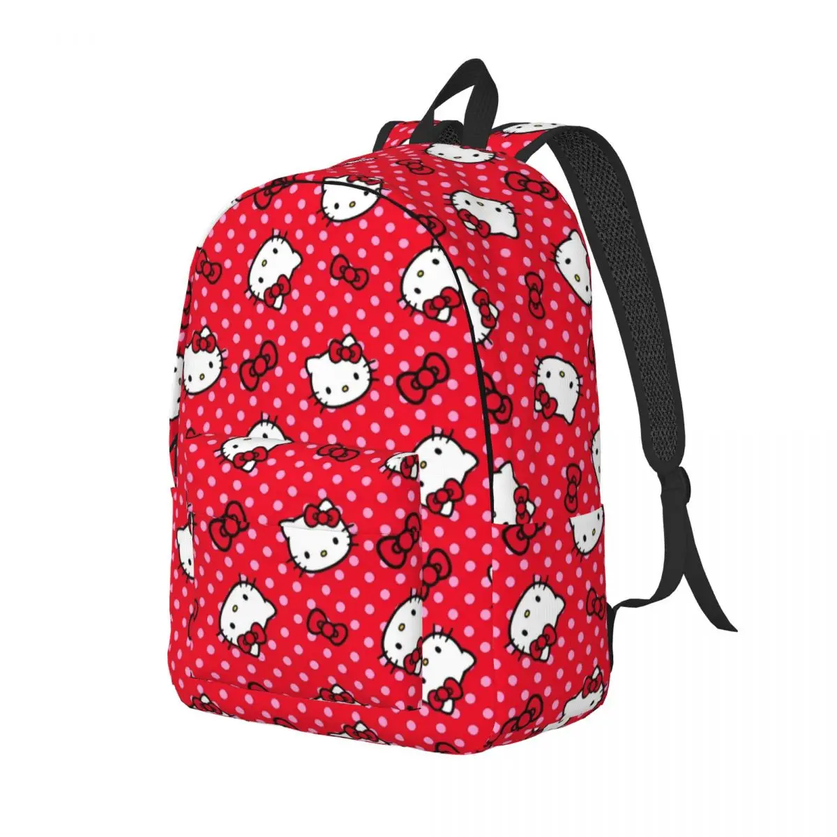 Vermelho Olá Kitty Dos Desenhos Animados para Homens Mulheres Estudante Escola Bookbag Lona Daypack Elementar High College Caminhada