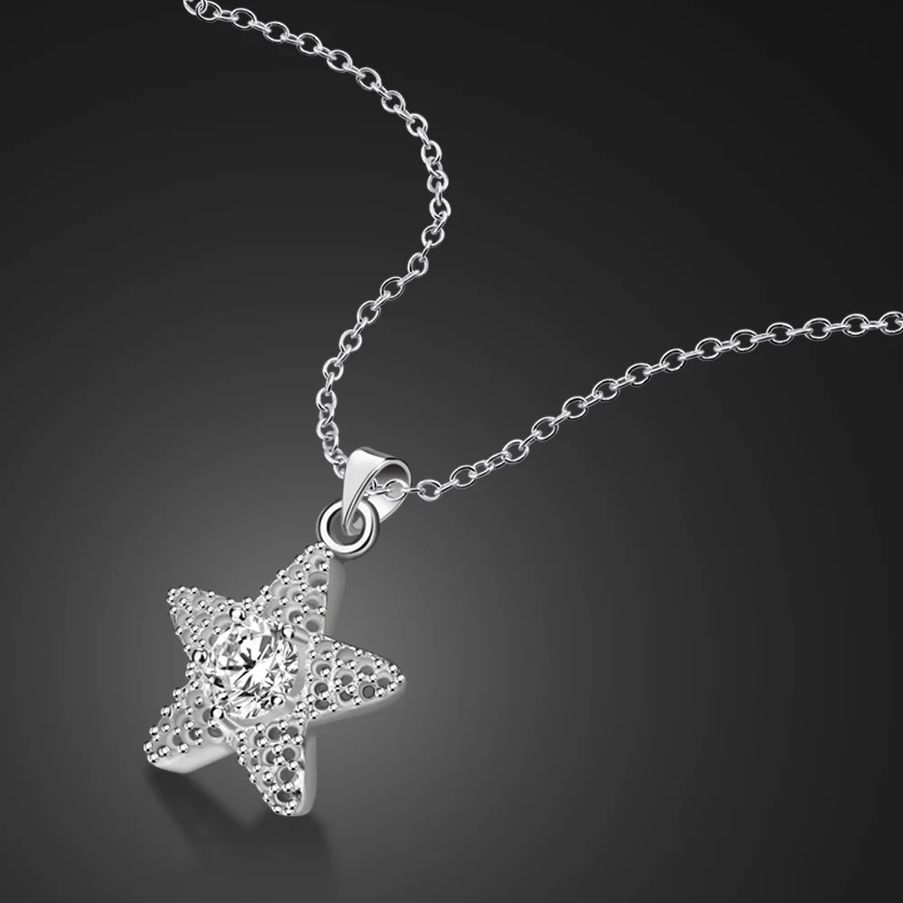 

Fashion AAAAA Zircon Star Pendant Choker Tiny 100% 925 Sterling Silver Women Necklace Wholesale Charm Jewelry Gifts