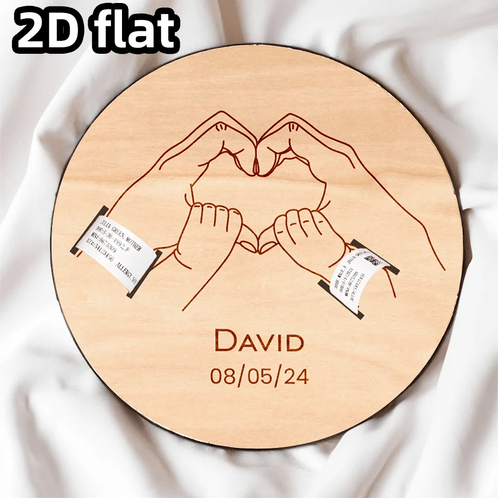 Laser Cut Wooden Newborn Hospital Bracelet Holder Single Item, Personalized Baby Keepsake, Engraved Birth Gift for Mom