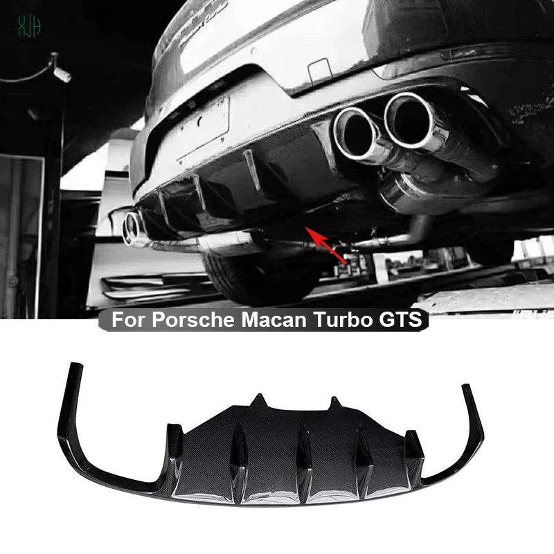 For Porsche Macan Turbo GTS Base 2014 - 2020 Carbon Fiber Car Rear Bumper Lip Diffuser Spoiler Parts Upgrade Body kit