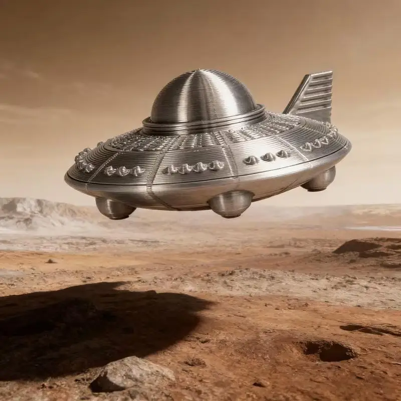 3D Printed UFO Figurines Retro Metal Finish Sci‑Fi Spaceship Ornaments For Space Lovers Home Office Bedroom Decors view 4