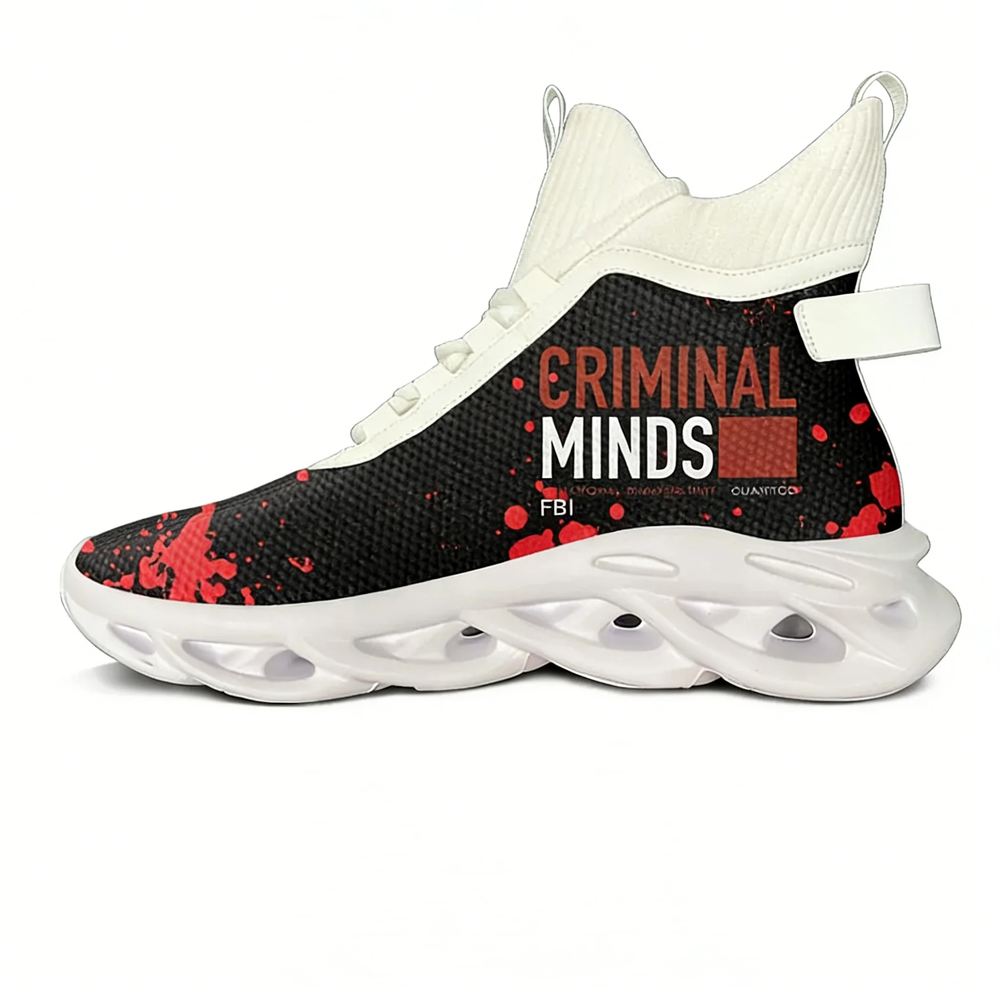 

Кроссовки на плоской подошве Criminal Minds High Top для мужчин и женщин, спортивная обувь для бега, кроссовки на шнуровке, сетчатая обувь, обувь на заказ