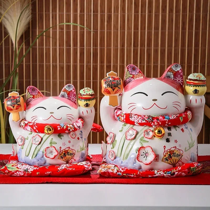 

7,8-дюймовый керамический банк монет Maneki Neko Lucky Cat Daruma Money Box Домашний декоративный орнамент Fortune Cat