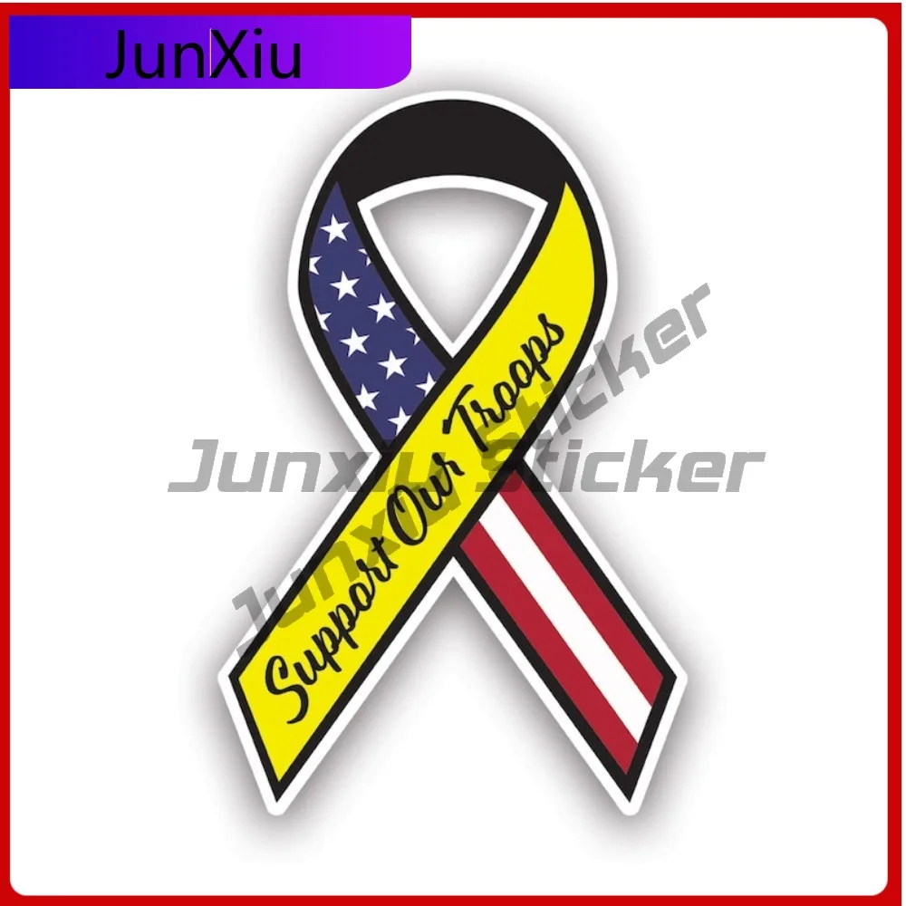 

Creative Graphic Support Our Troops Ribbon Sticker Decal American Made Uv Protected Military Armed Forces Served Service Car