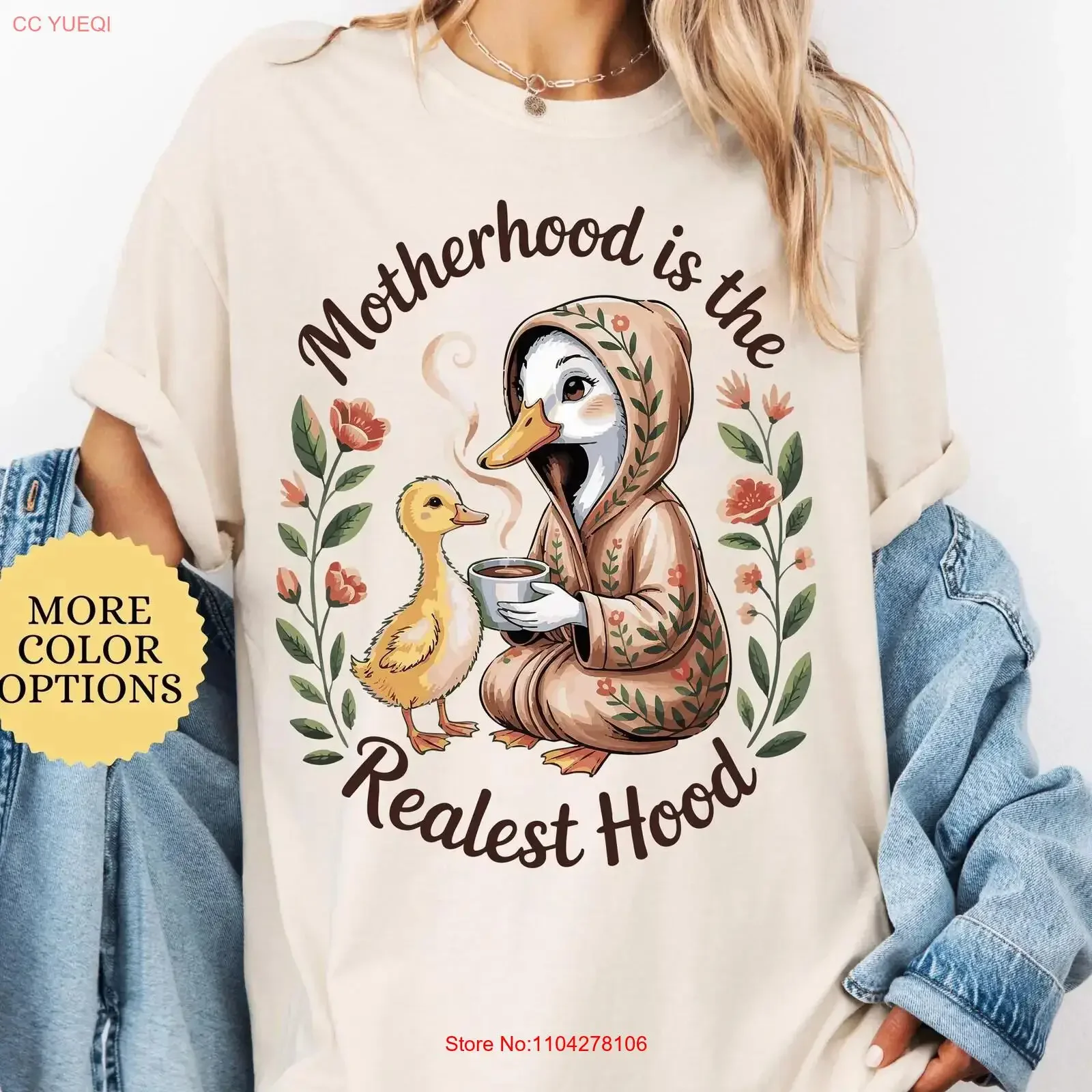 Camiseta divertida para mamá, diseño de ganso loco, la maternidad es la cosa más real, estilo boho retro, para el Día de la Madre, vintage, unisex, con efecto lavado.