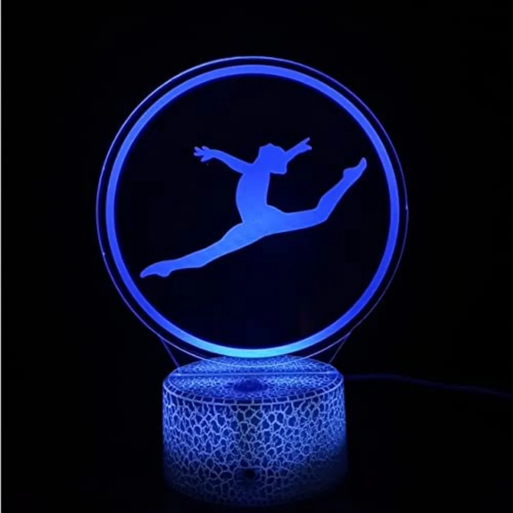 3D Gymnastics Optical Illusion Lamp Acrylic Led Night Light 7 Color Changing Bedroom Decorations Gifts for Kids Boys Girls