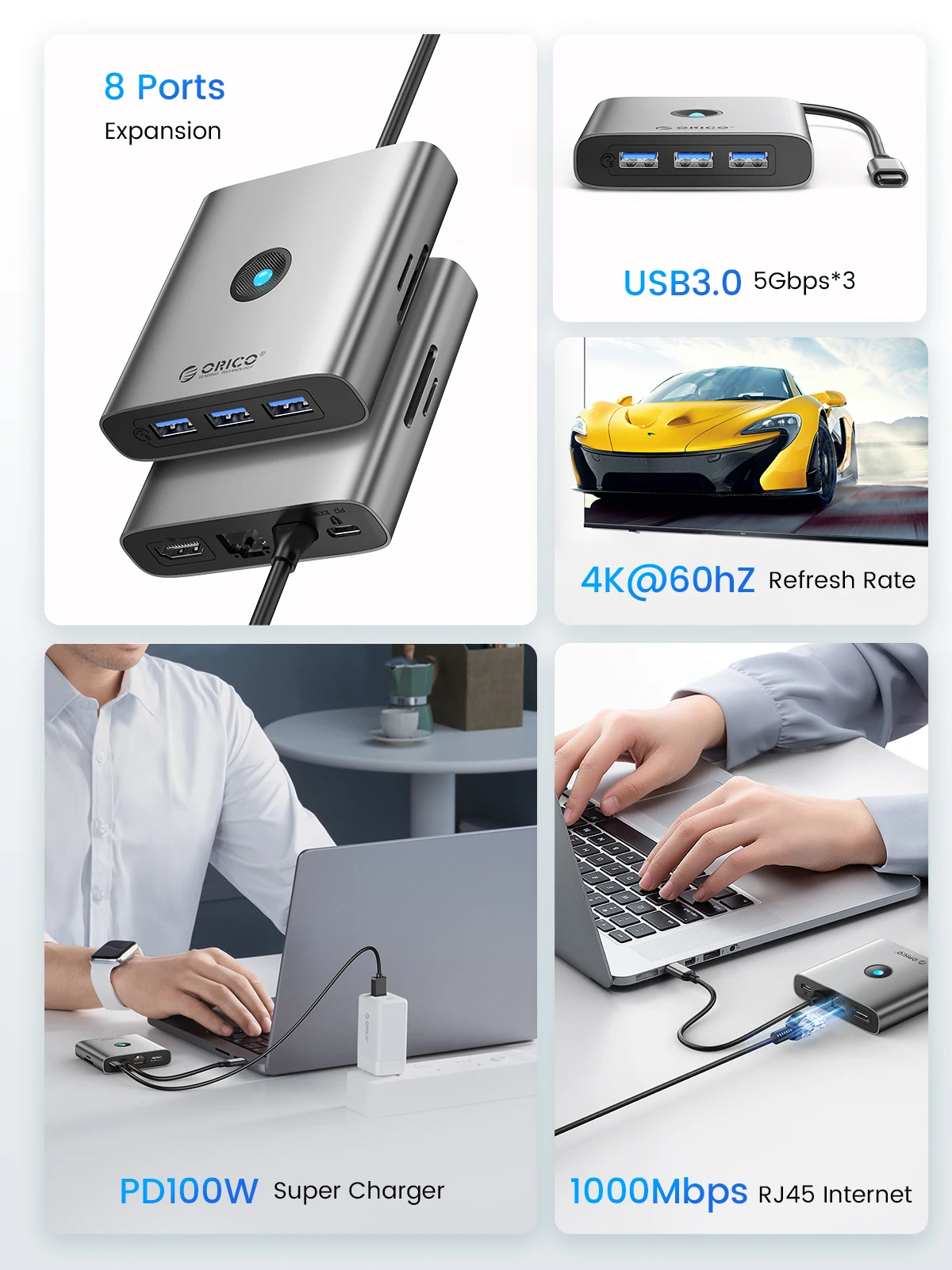 Estación de conexión ORICO 6 e - Usb C Hub Ethernet 2.5G reseña y precio