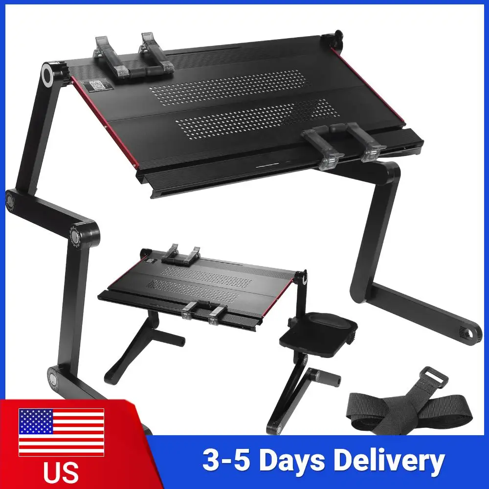 

Портативный столик для ноутбука с регулируемой высотой и углом наклона, складной держатель для компьютера с 2 зажимами и ковриком для мыши, для дивана, кресла, пола