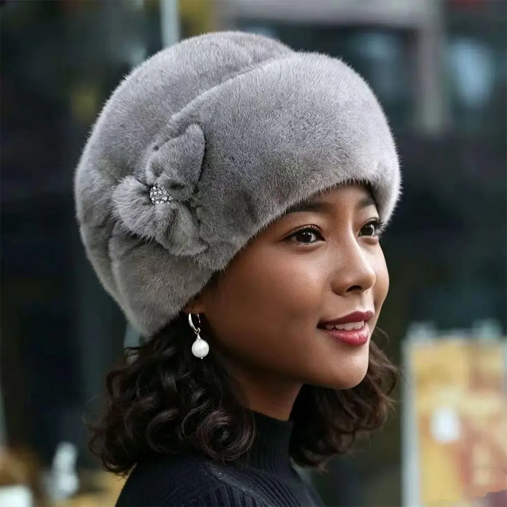 Winter Hat for Women Elastic Beanie Warm Thermal Cap for Middle Aged and Elderly Outdoor Activities Warmer
