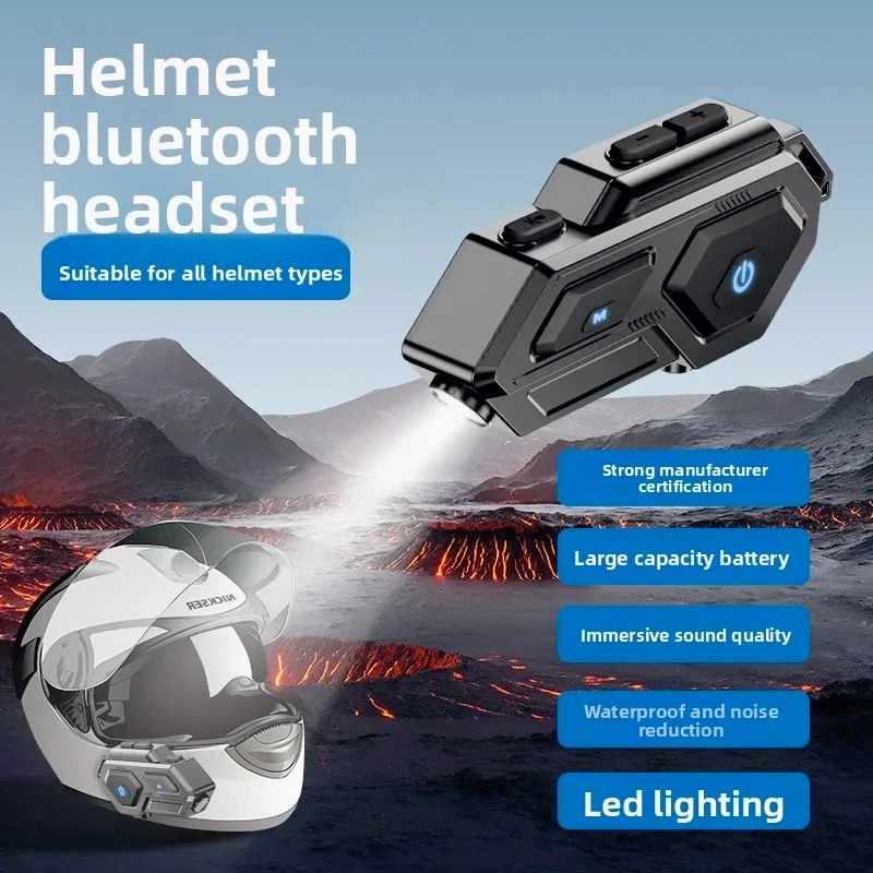 

Домофон Bluetooth 5,3 м светодиодный 1000 м мотоциклетный шлем домофонная гарнитура водонепроницаемая Bluetooth Intercomunicador динамик наушники