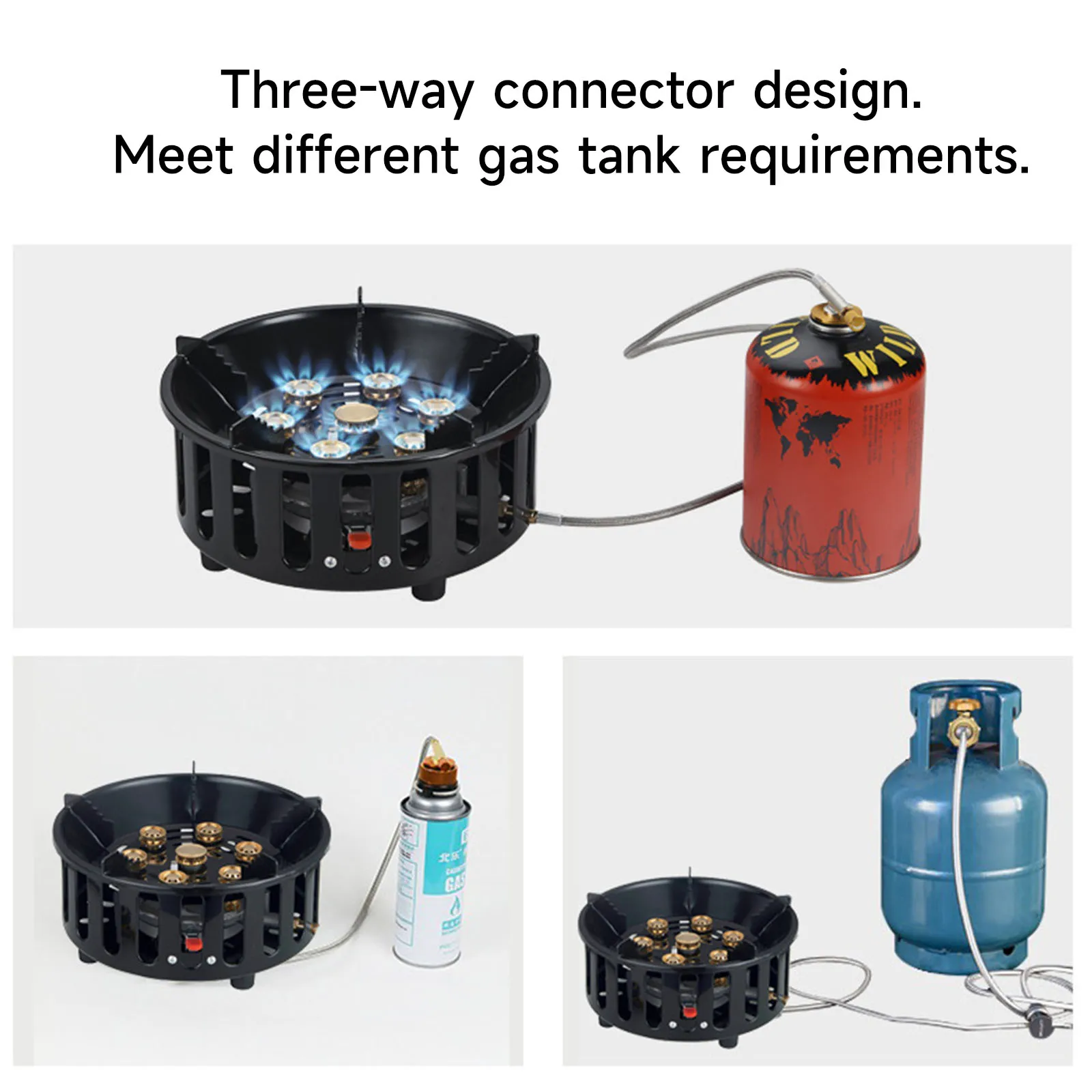 7-Core Camping Stove 21000W High-Power Strong Fire Portable Tourist Gas Burner Windproof Electronic Ignition Camping Equipment image 4