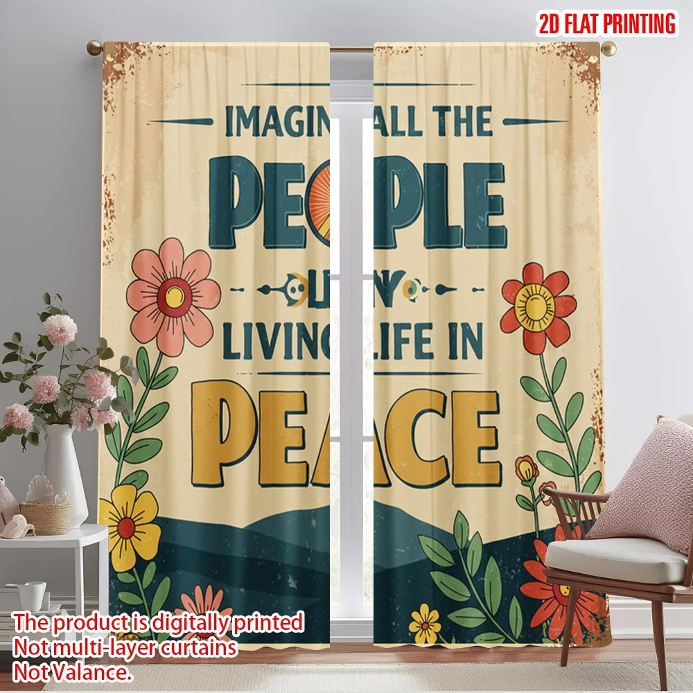 

2pcs 2D flat printing Scene Curtains Imagine People Living Peace Polyester Without Electricity Festive Holiday for Holiday Decor