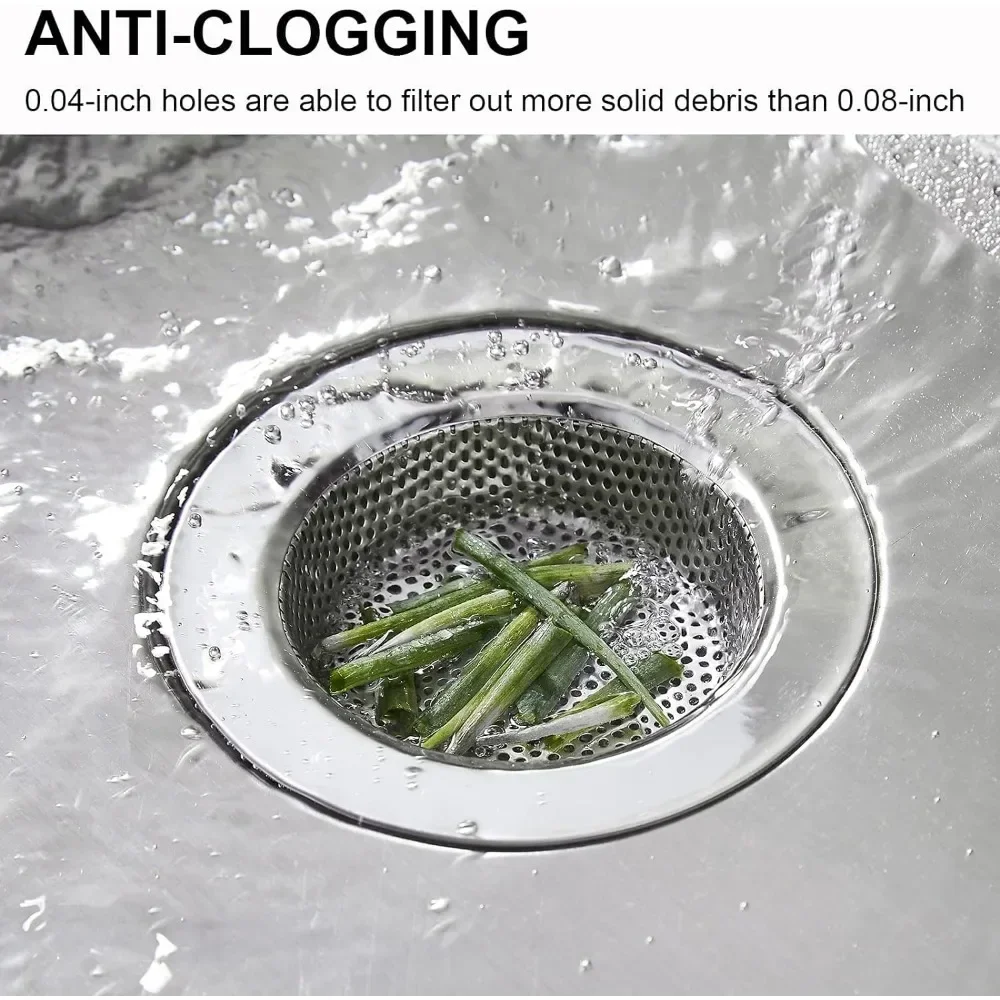 For 2 Pcs Kitchen Sink Filter Made of Stainless Steel, with A Wide Edge and A Diameter of Approximately 11 Centimeters