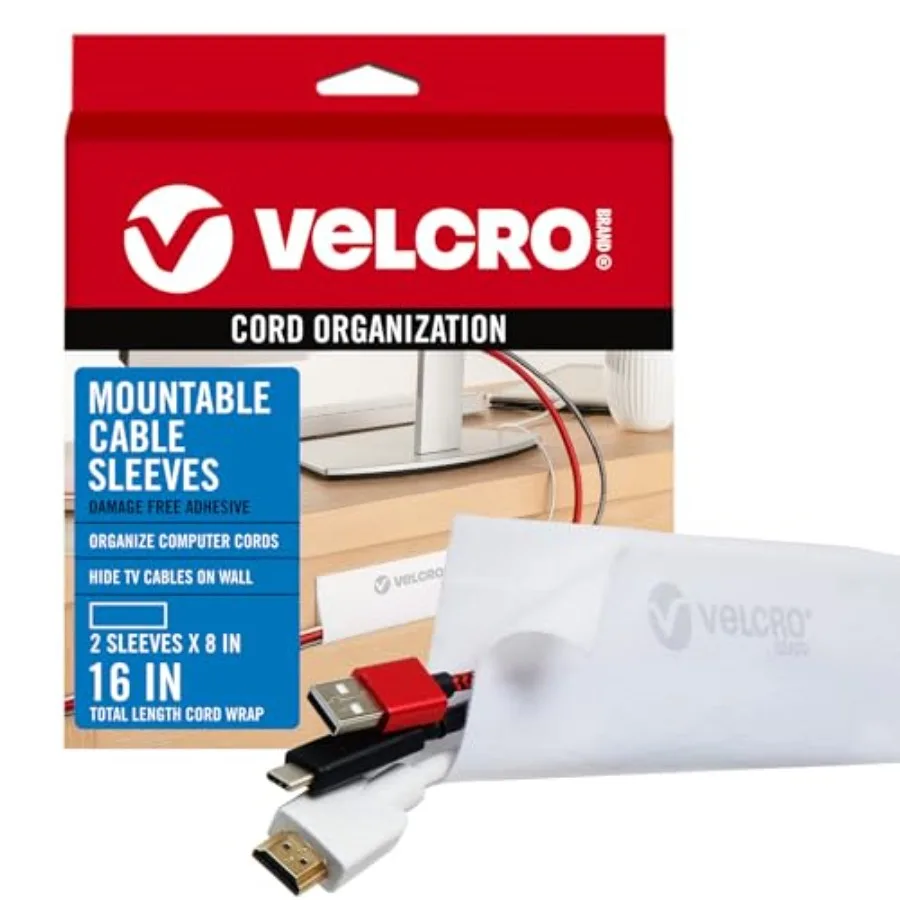 

Cable Sleeves. Organize Messy Wires on Desk, Behind TV or Game Console. 16Inch 2x.Removable Adhesive Mounts to Smooth Surfaces