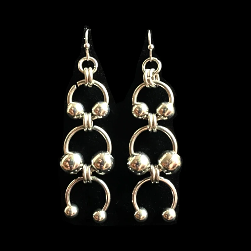 Koreanische Mode gespleißt ​ ​ Hufeisen-Ring-Tropfenohrringe für Damen, Punk-Charm, geometrische Ohrringe, Grunge-Schmuck, Gothic-Accessoires