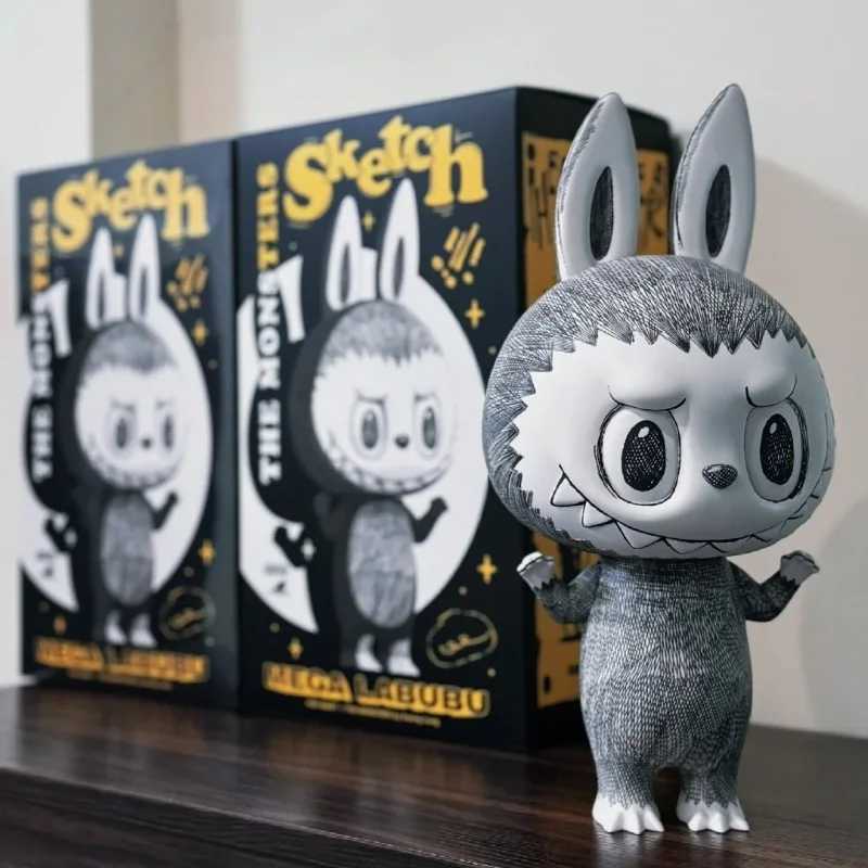 Genuine Brand New 400% The Monsters Mega Labubu Sketch Anime Figure Toys Desktop Decoration Fans Collection Model Christmas Gift