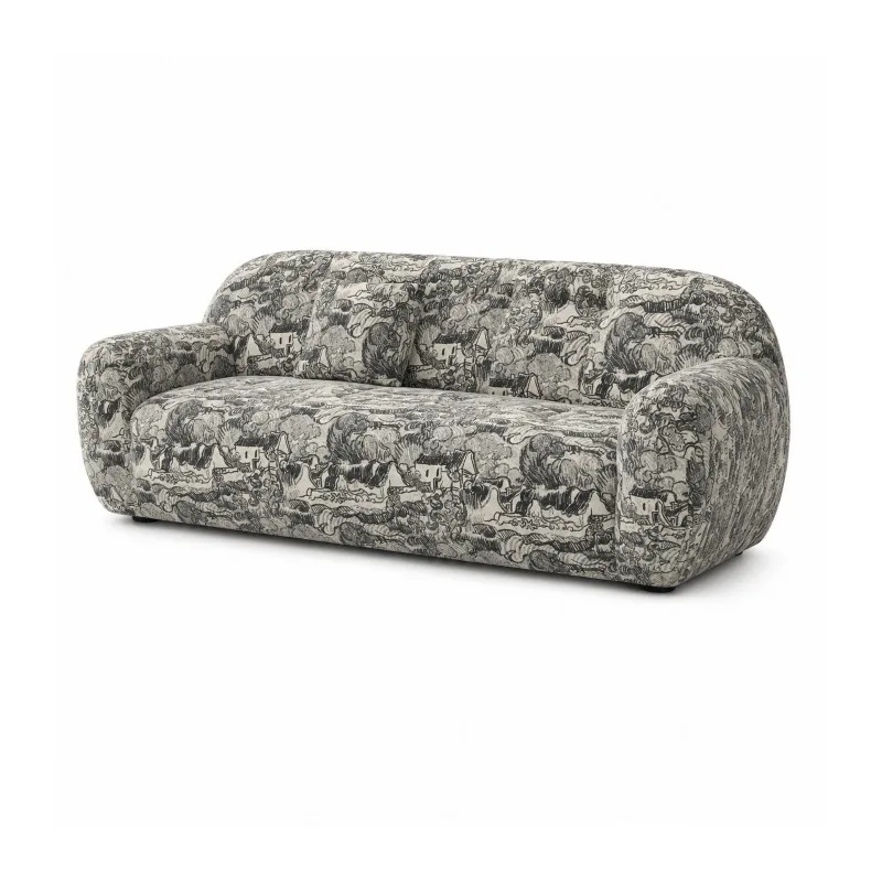 Modern minimalist art design jacquard fabric sofa, straight row three-person sofa