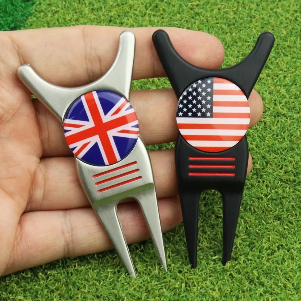 Pitch Golf Green Fork Zinc Alloy Dropship Pitch Groove Cleaner Magnetic Golf Marker Golf Switchblade Golf Pitchforks