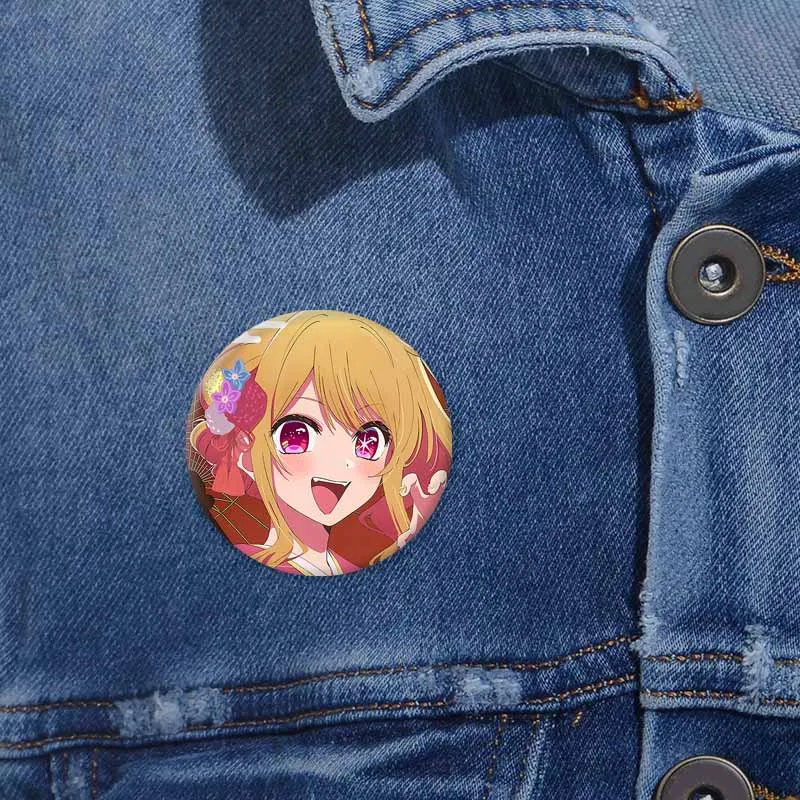 Anime OSHI NO KO Soft Button Pins Cartoon Character Ai Hoshino Akuamarin Rubii Cosplay Badge Tinplate Round Brooch Accessories
