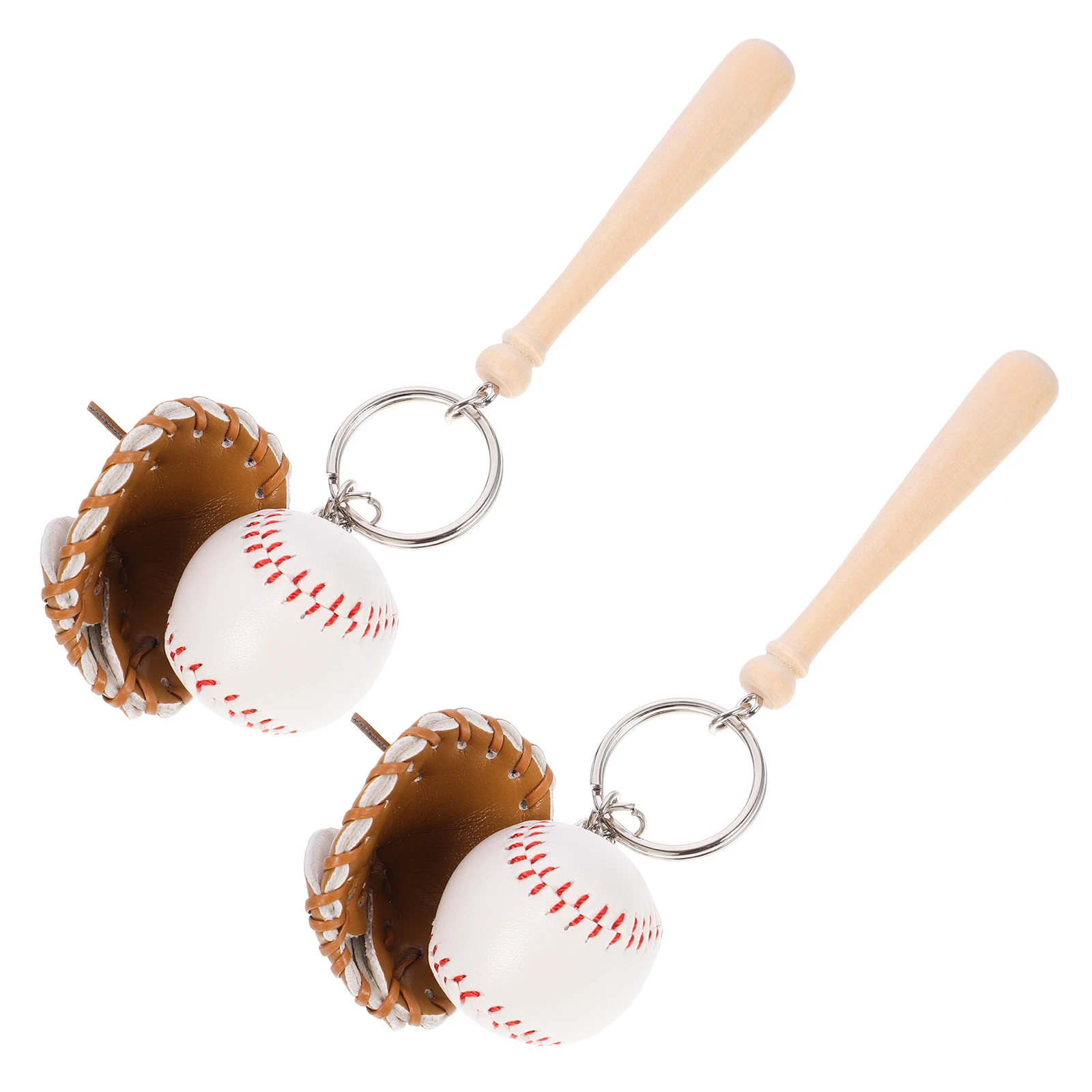 

2 Pcs Baseball Keychain Ring Softball Keychains Girls Items Ornaments Favors Bat Sports