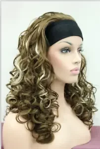 Women Wig Long Curly Wave Wig 3/4 Half Wigs Headband Cosplay Wig Ladies Wig