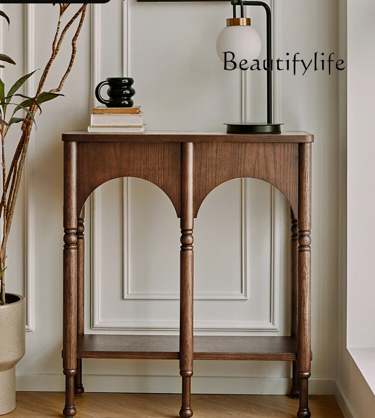 

Retro solid wood porch cabinet, small apartment with antique style living room partition cabinet opposite the door