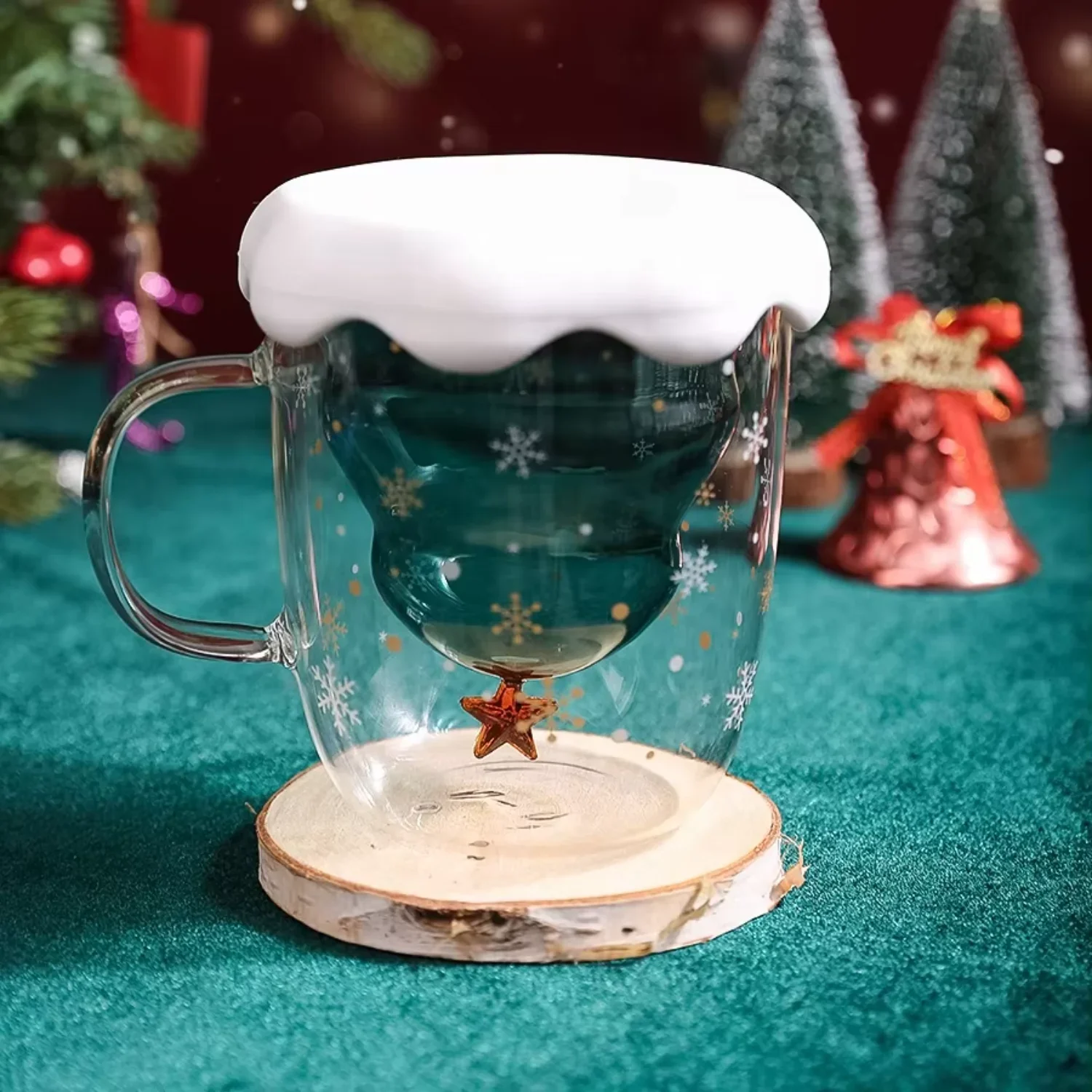 Новые рождественские стеклянные чашки из боросиликатного стекла емкостью 250 мл с двойными стенками