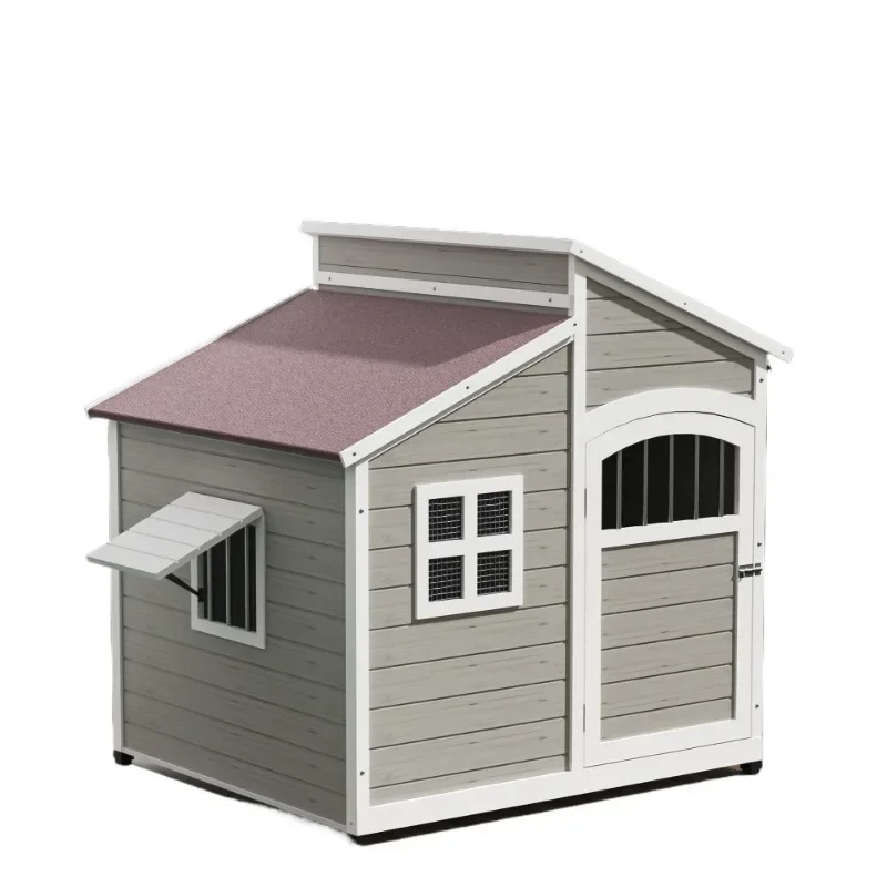 Solid wood kennel outdoor large dog house universal in all seasons