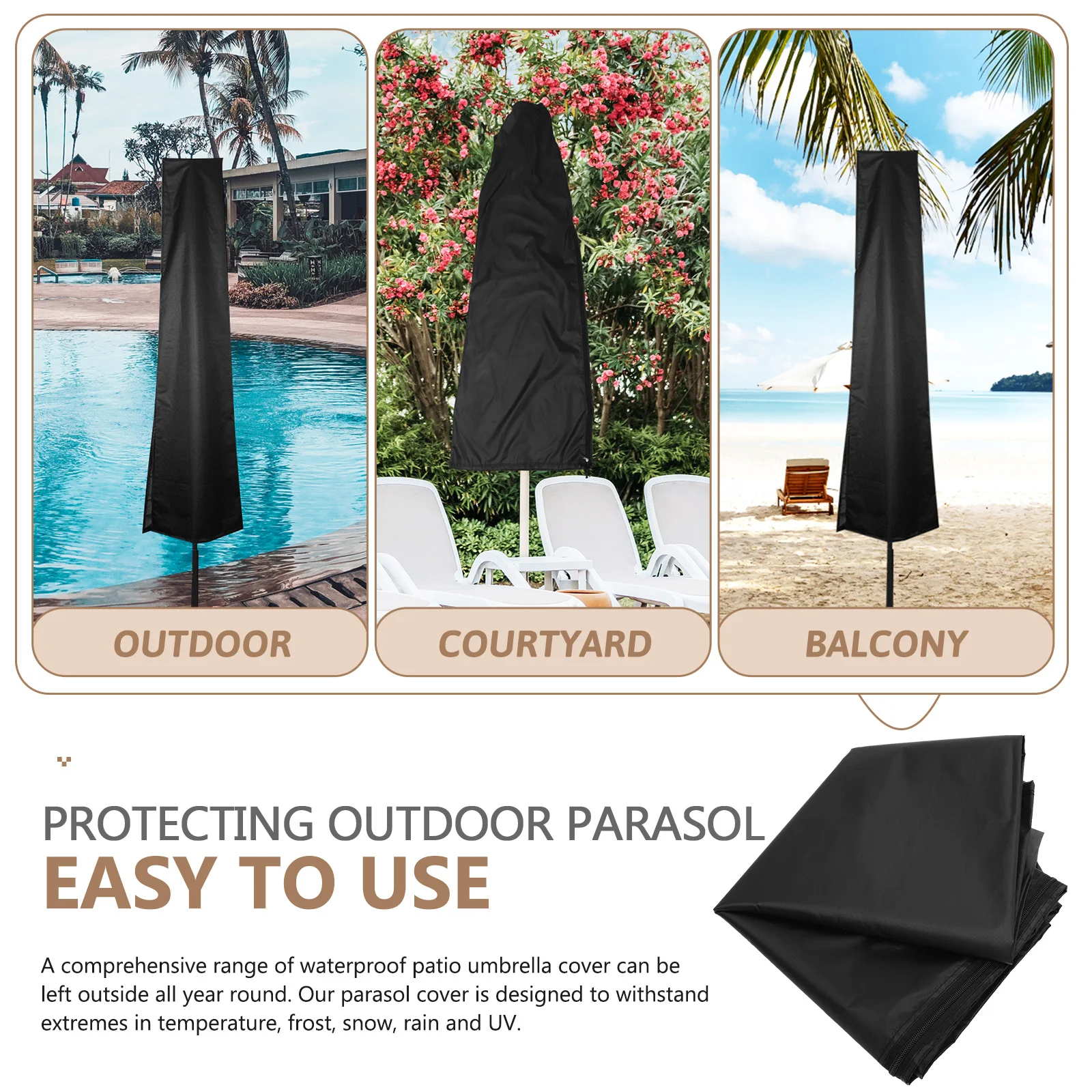 

Umbrella Sun Cover Waterproof Parasol Cover Patio Beach Sunshade Covers Windproof Outdoor Furniture Covers Oxford Cloth Thick