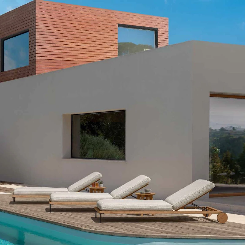 

WESOME Garden Furniture Sunbed Teak Furniture Day Bed for Pool Lounge Chairs Outdoor Beach Lounger