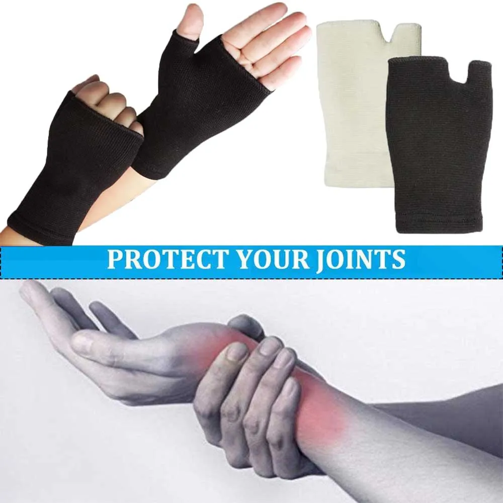 Office 1Pair Wrist Supports Latex Ventilate Palm Hand Elastic Writting Mitten Wrist Guard Gloves Fingerless Gloves