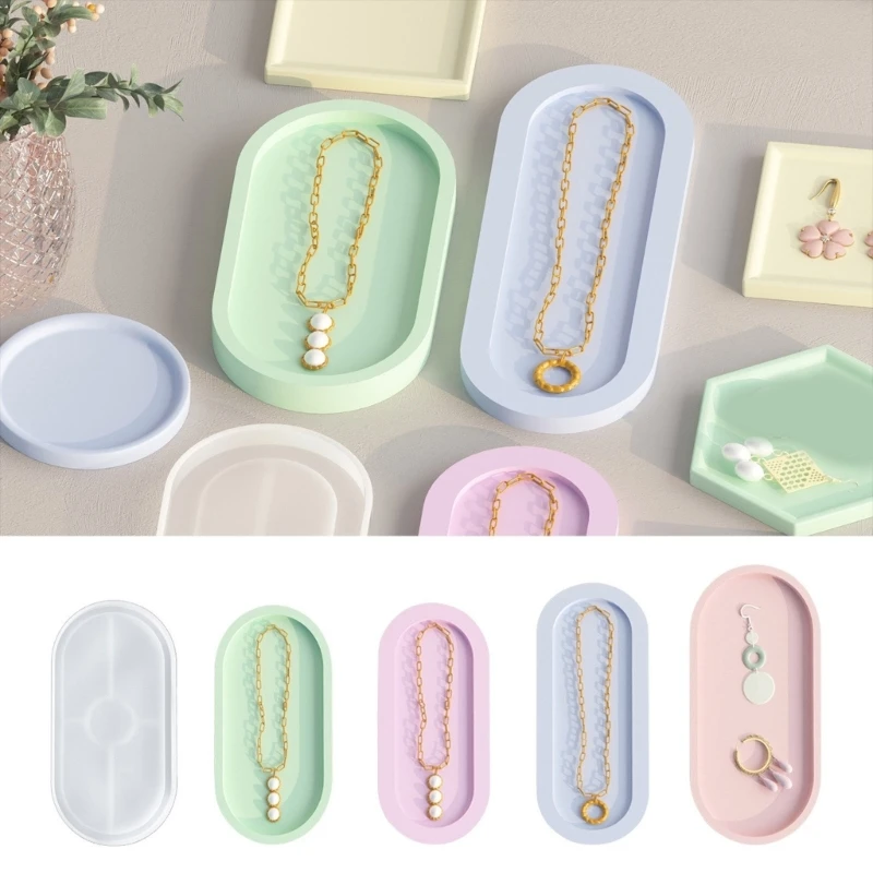 Oval Tray Coaster Mold Epoxy Resin Mold DIY Plate Dish Cup Mat Silicone Mould DIY Crafts Jewelry Holder Organizers Molds Y08E