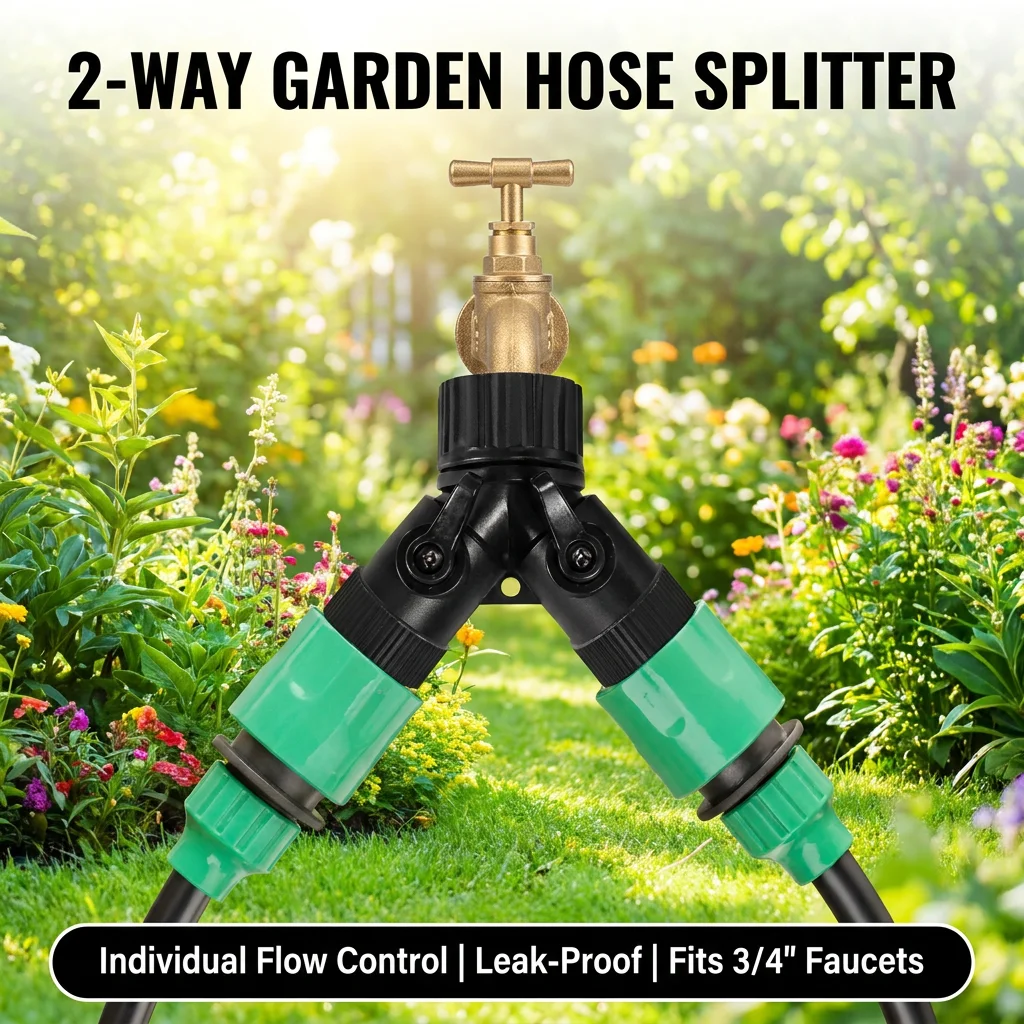 Double switch one to two irrigation ball valve, 6-point quick connector water pipe, Y-shaped two-way splitter valve