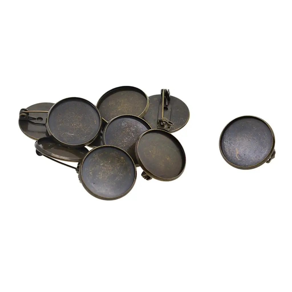 

10 шт., круглая брошь, застежки, шпилька, основание диска, ободок, пустые лотки с кабошоном, 20 мм