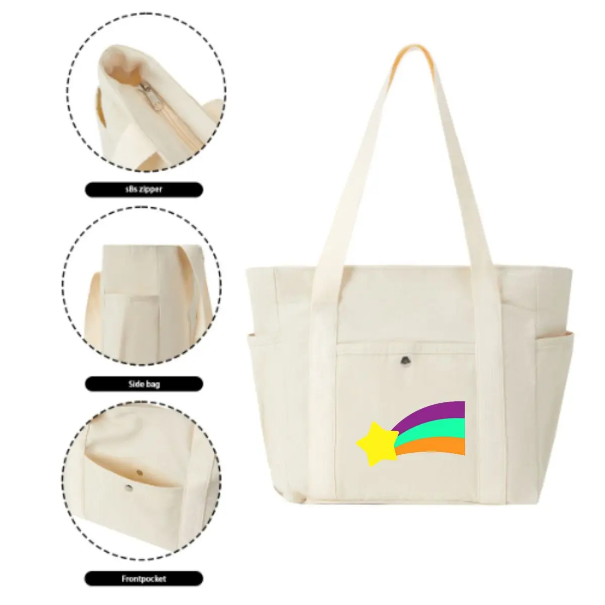 Rainbow Sign Hints Hope Tale Stylish Multi-Pocket Shoulder Bag for Shopping & Daily Use