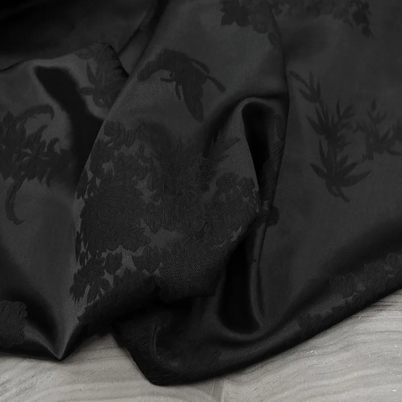 

Silk crepe elastic jacquard fabric with embossed pleats cheongsam and Hanfu ancient style