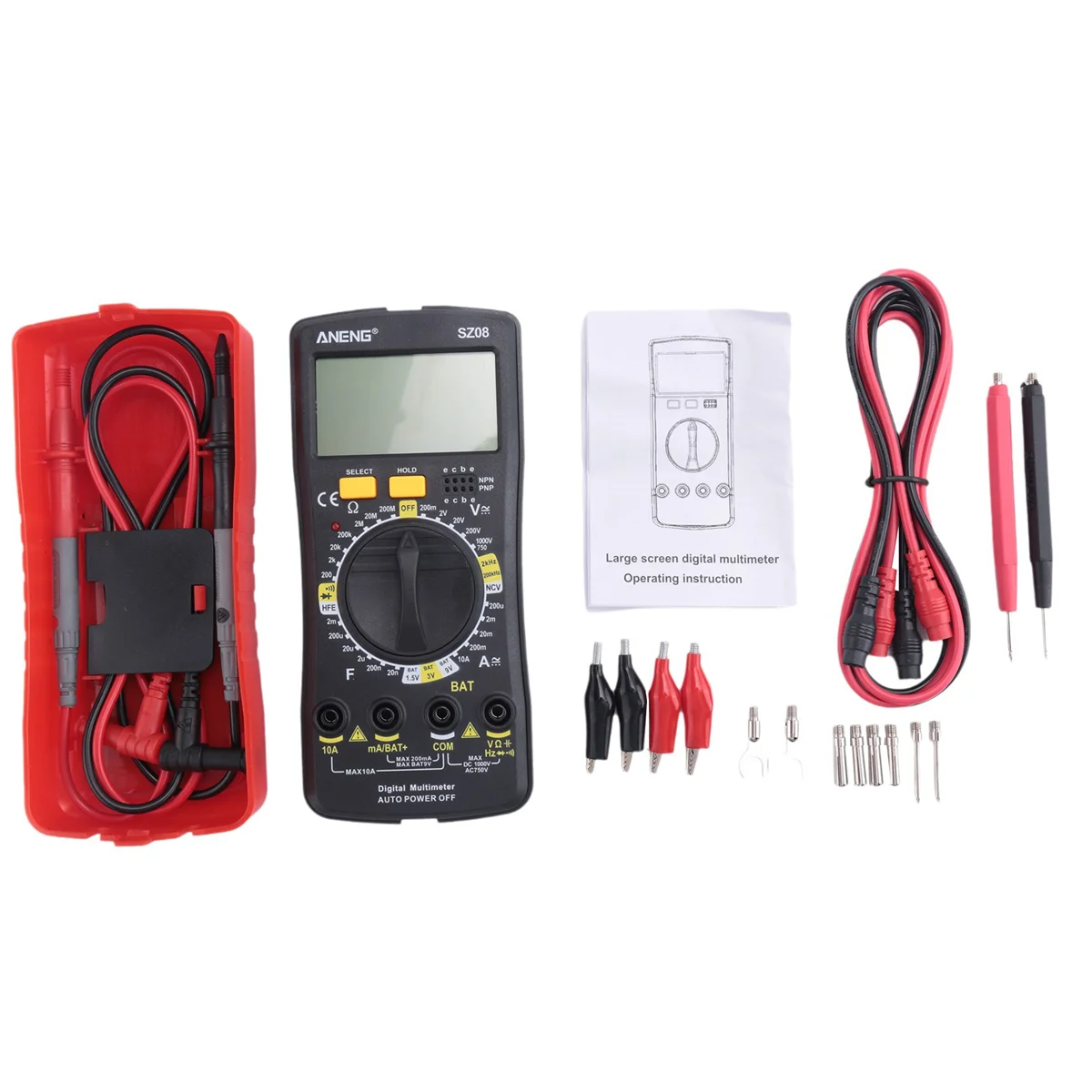 ANENG SZ08 dijital multimetre ultra-ince depolama metre otomatik voltmetre AC DC 220V direnç tutamak test kırmızı