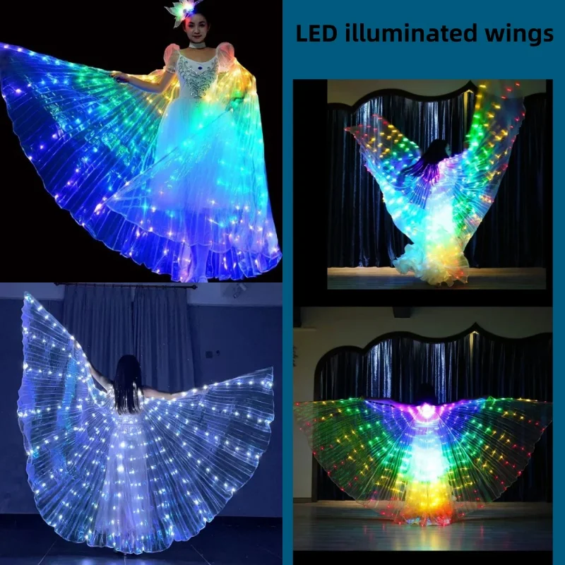 

Светодиодные крылья Исиды, крылья для танца живота, белые светодиодные крылья бабочки, светящиеся ангелы для взрослых и детей, праздничные костюмы для выступлений, элегантные