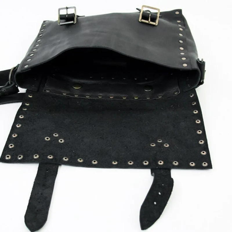 Medieval Steampunk Leather Satchel Motorcycle Gothic Shoulder Belt Messenger Bag Viking Antique Accessory For Cosplay Costume