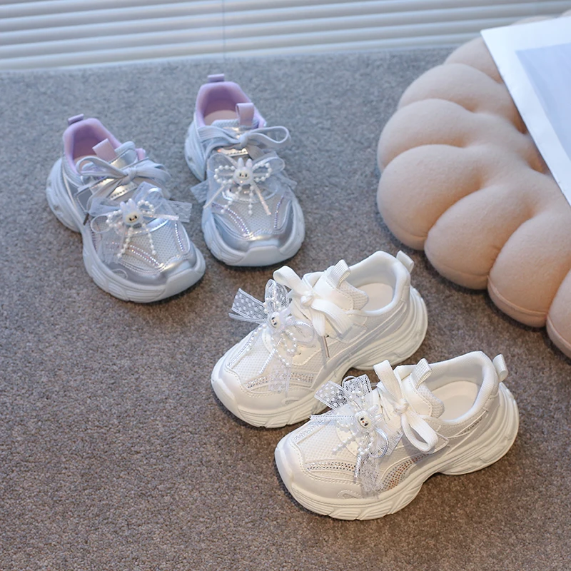 

Детские спортивные кроссовки с бантиками, разноцветные, модные, увеличивающие рост, нескользящие, в повседневном стиле