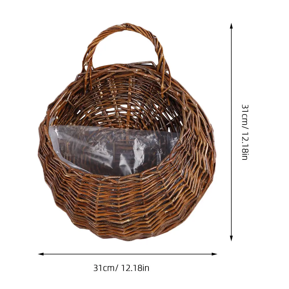 Large Wicker Hanging Basket Wall Mounted Rattan Flowerpot for Faux Plants Cosmetics Keys Pencils Indoor Outdoor Decor Gift Idea