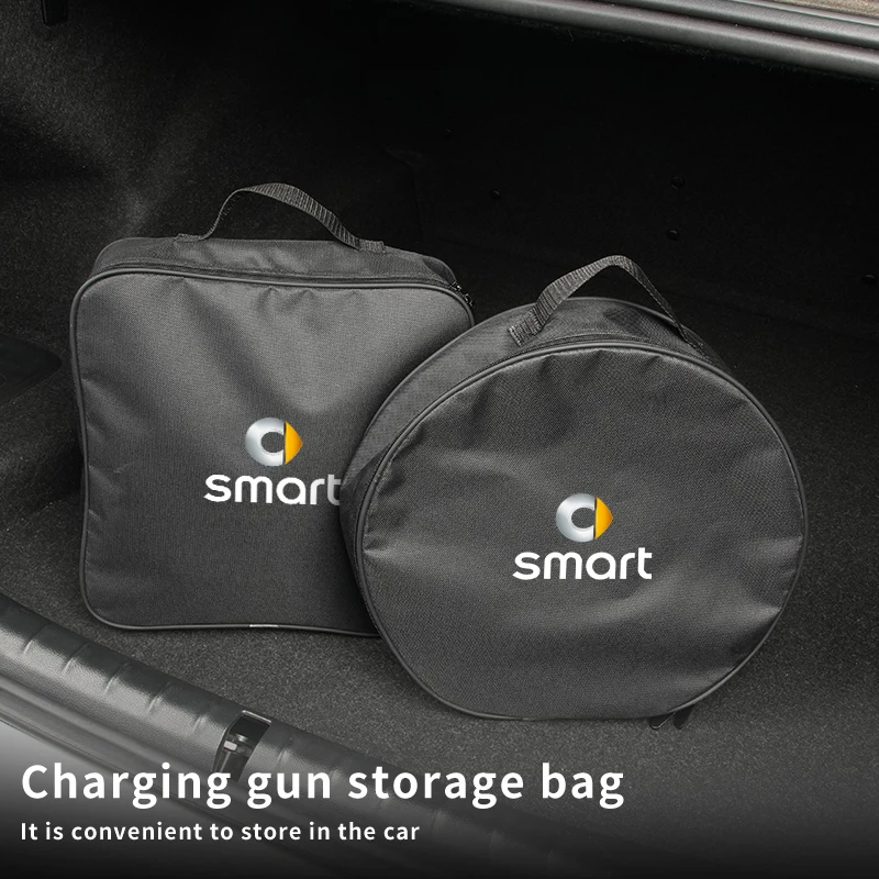 Car Charge Cable Case Organiser Waterproof Charging Gun Storage Bag For Smart Fortwo 451 450 Forfour Cabrio Crossblade ROADSTER