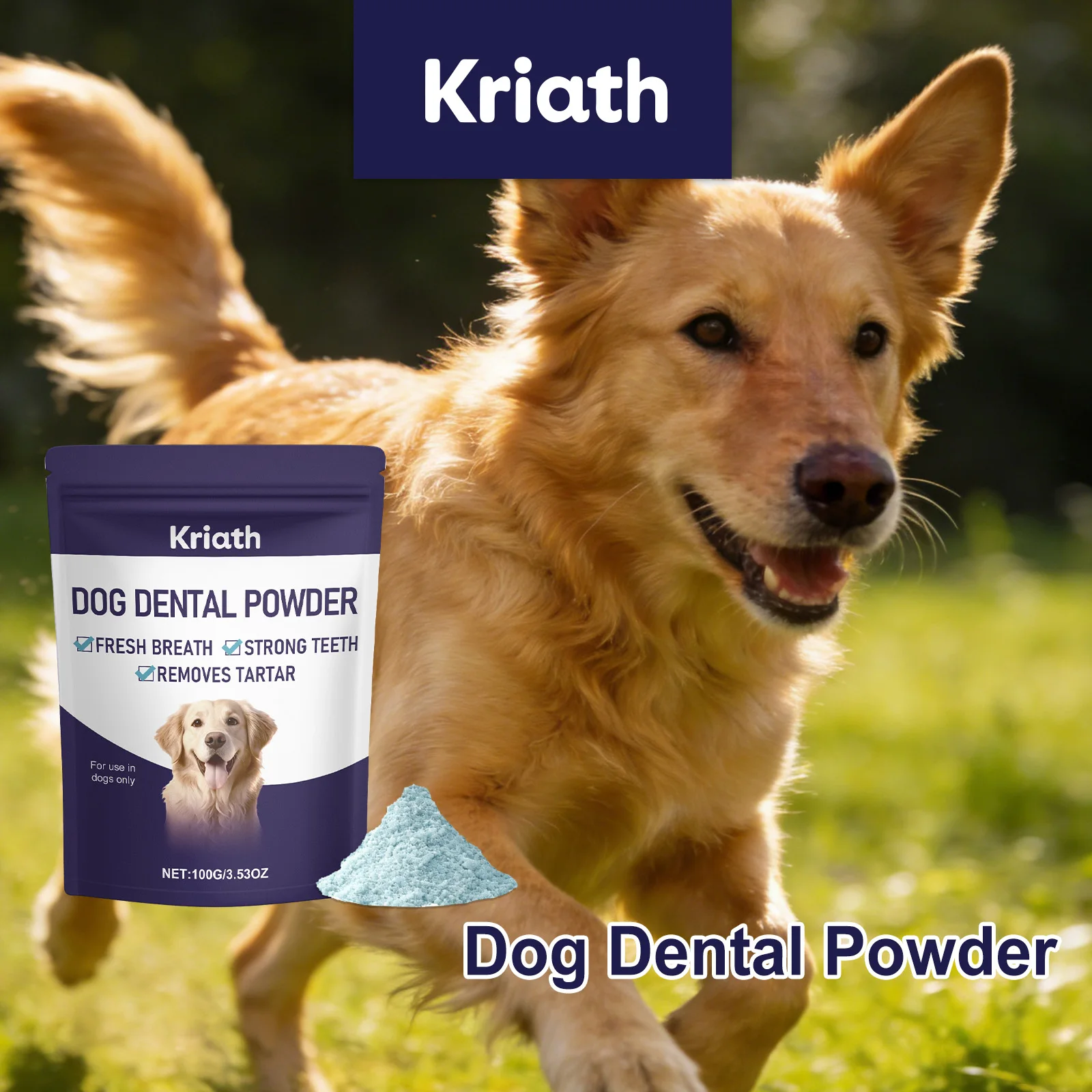 Pet Dental Care Powder Natural Teeth Cleaning Plaque Tartar Control Healthy Gums Boost Immunity Vitality Dog Breath Freshener
